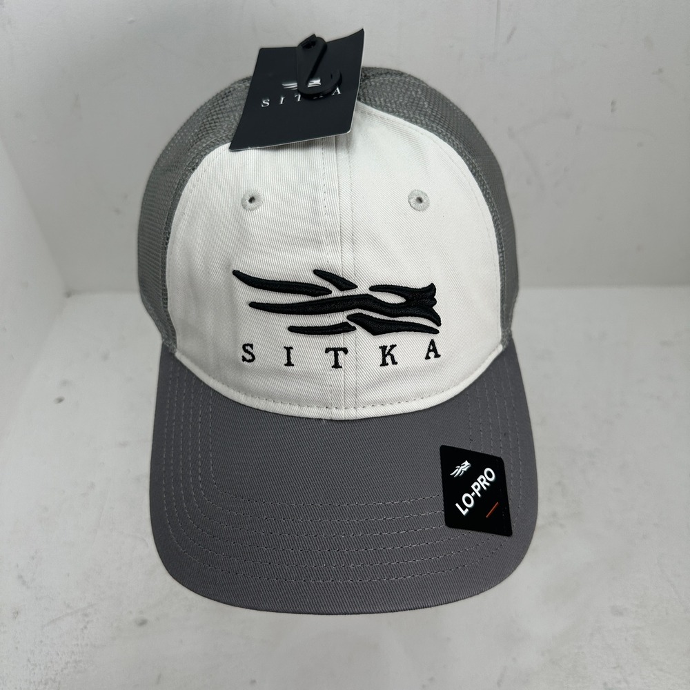 NWT Sitka Icon Lo Pro Trucker Hat Woodsmoke Grey White Mesh Snapback Cap